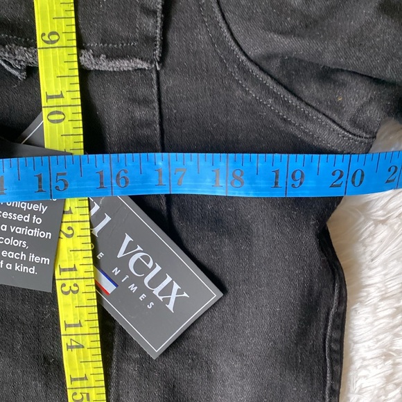 New Si Tu Veux black denim jacket, size L - Picture 9 of 11